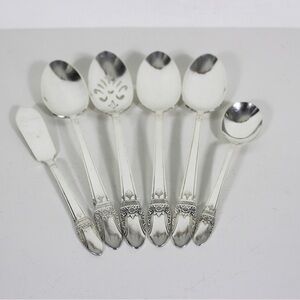 1937 First Love 6-Piece Hostess Set of Serving Utensils Spoons Slotted Sugar